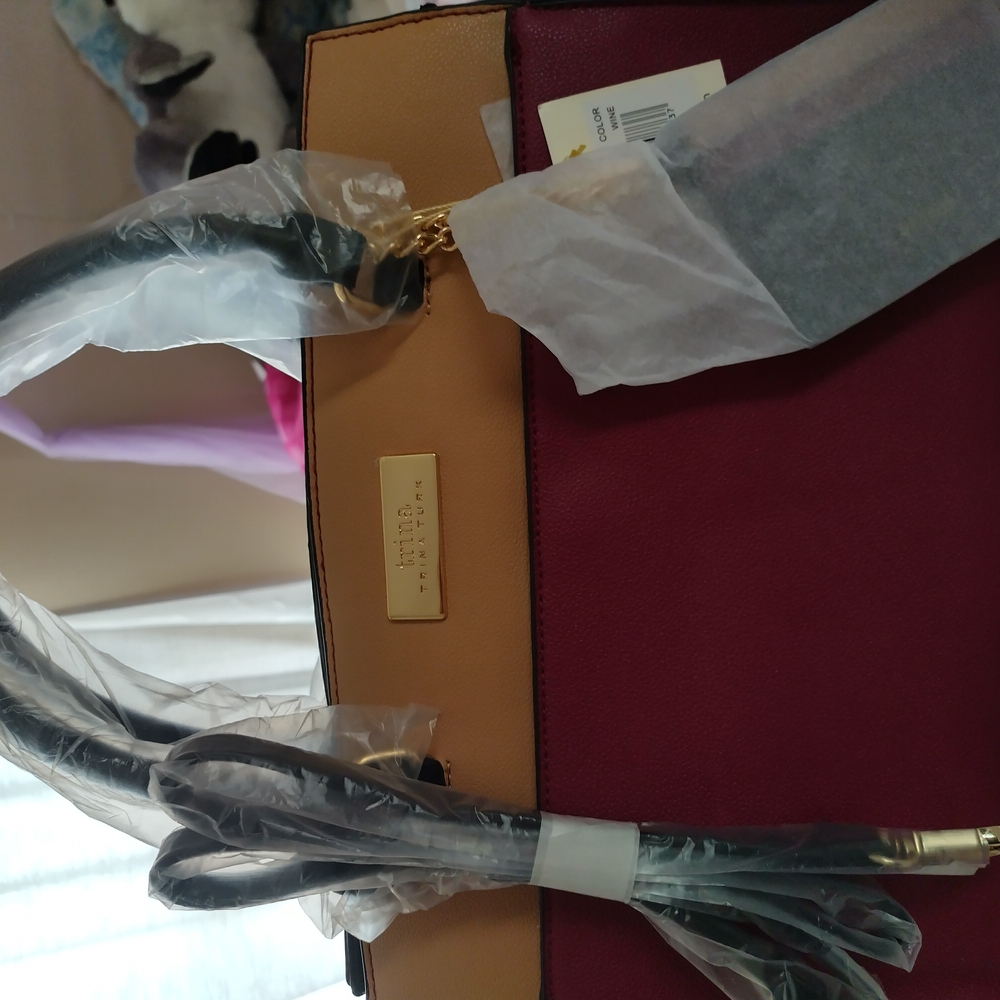 Trina Turk Burgundy and Tan Women's Bag